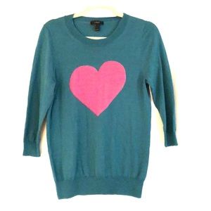 J crew pink heart sweater size medium